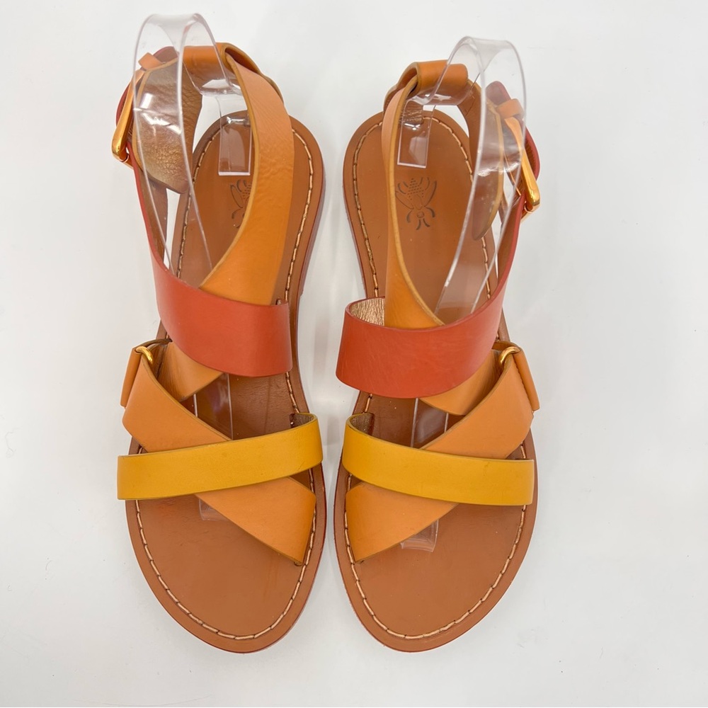 Anthropologie Sanchita Chamae tricolor Sandals 38